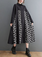 Printed Patchwork Shirt Midi Dress